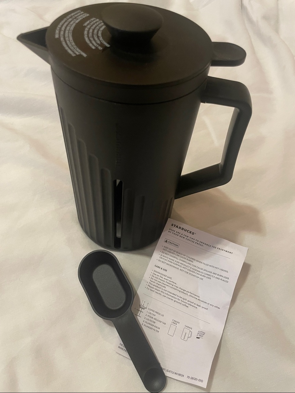 NEW Starbucks Black Ribbed Coffee French Press
